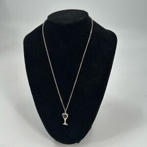 Sterling silver wine glass necklace